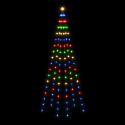 vidaXL Sapin de Noël sur mât de drapeau 108 LED Colorées 180 cm 4
