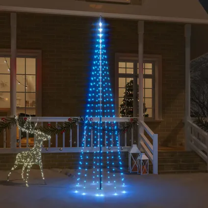 vidaXL Vlaggenmast kerstboom 310 LED's blauw 300 cm 2