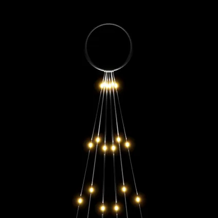 vidaXL Vlaggenmast kerstboom 108 LED's warmwit 180 cm 5