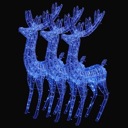 vidaXL Kerstdecoratie rendier XXL 3 st 250 LED's blauw 180 cm