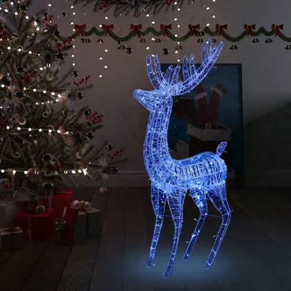 vidaXL Kerstdecoratie rendier 250 LED's blauw 180 cm acryl 2