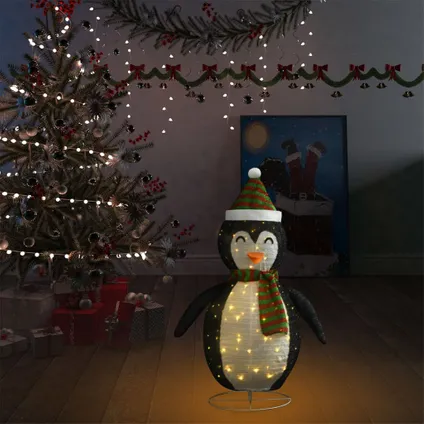 vidaXL Kerstpinguïn decoratief LED 90 cm luxe stof 3
