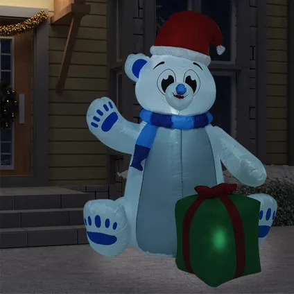 vidaXL Kerstfiguur ijsbeer opblaasbaar LED binnen en buiten 2,4 m 2