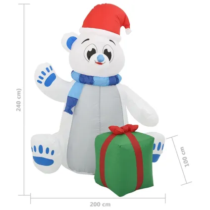 vidaXL Kerstfiguur ijsbeer opblaasbaar LED binnen en buiten 2,4 m 7