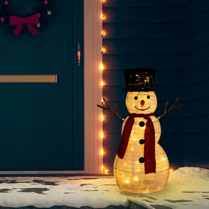 vidaXL Figurine de bonhomme de neige de Noël à LED Tissu 60 cm 2
