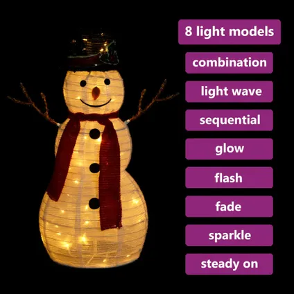 vidaXL Decoratieve sneeuwpop LED 60 cm luxe stof 3