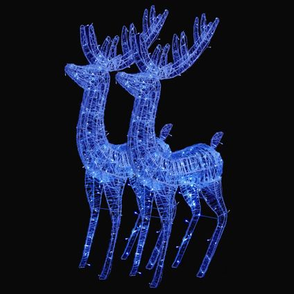vidaXL Kerstdecoratie rendier XXL 2 st 250 LED's blauw 180 cm