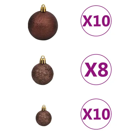 vidaXL Set de boules de Noël avec pic et 300 LED 120pcs Doré et 6