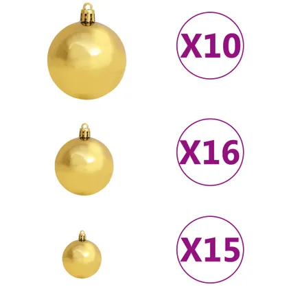 vidaXL Set de boules de Noël avec pic et 300 LED 120pcs Doré et 7