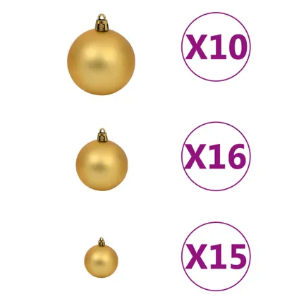 vidaXL Set de boules de Noël avec pic et 300 LED 120pcs Doré et 8