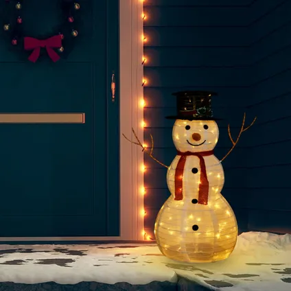 vidaXL Figurine de bonhomme de neige de Noël à LED Tissu 90 cm 2