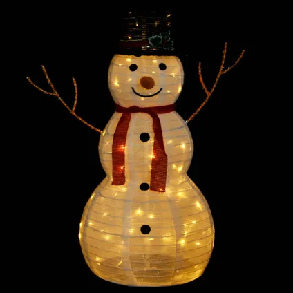 vidaXL Figurine de bonhomme de neige de Noël à LED Tissu 90 cm 3