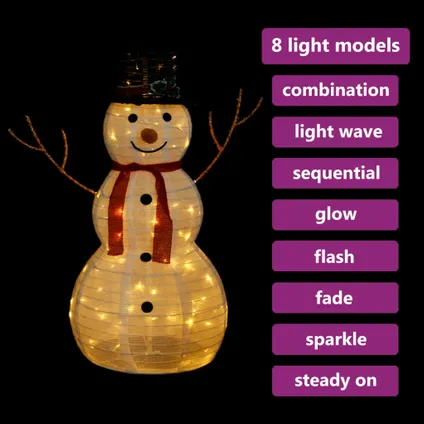 vidaXL Decoratieve sneeuwpop LED 90 cm luxe stof 4