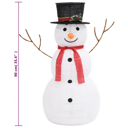 vidaXL Figurine de bonhomme de neige de Noël à LED Tissu 90 cm 8
