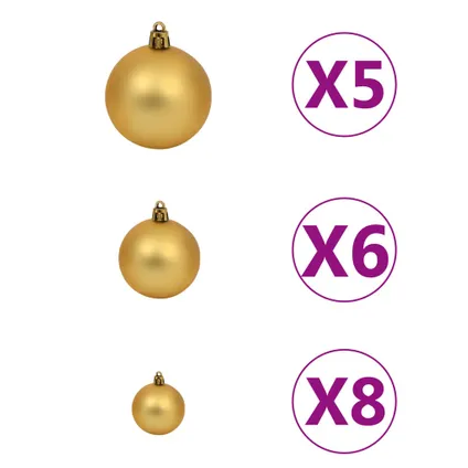 vidaXL 61-delige Kerstballenset met piek en 150 LED's goud en 6