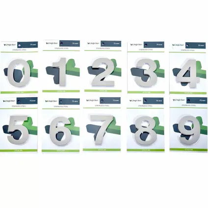 Logixbox-huisnummer-1-RVS-Plakken, Niet Boren-7,5cm-Bold 6