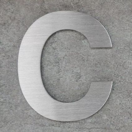 Lettre de maison-C-Logixbox-acier inoxydable-bâton, ne perce pas-7,5cm-Gras
