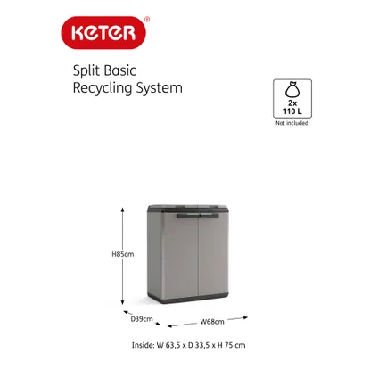 Keter Split Basic Recycling Kliko - Vuilbakken buiten - 2x110L 6