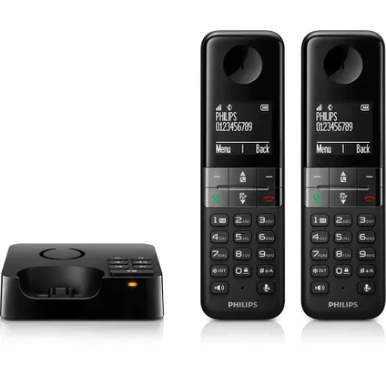 Philips Téléphone DECT D4752B sans fil - écran de 4,6 cm - 2 combinés - plug-and-play 2