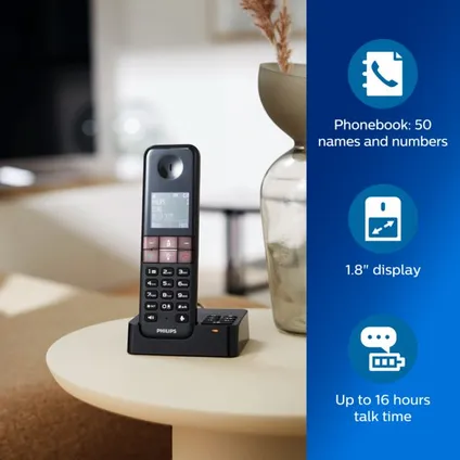 Philips Téléphone DECT D4752B sans fil - écran de 4,6 cm - 2 combinés - plug-and-play 4