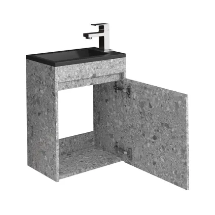 Badplaats Toiletmeubel Sinta 40cm - steen grijs - zwarte wastafel 2