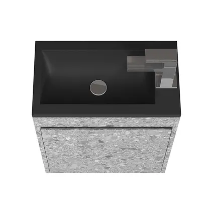 Badplaats Toiletmeubel Sinta 40cm - steen grijs - zwarte wastafel 3