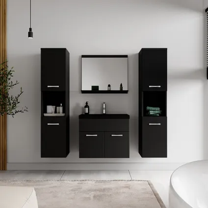 Meuble de salle de bain Montreal XL - Badplaats - 60 cm lavabo noir - Noir mat 3