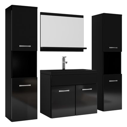Meuble de salle de bain Montreal XL - Badplaats - 60 cm noir - Noir brillant