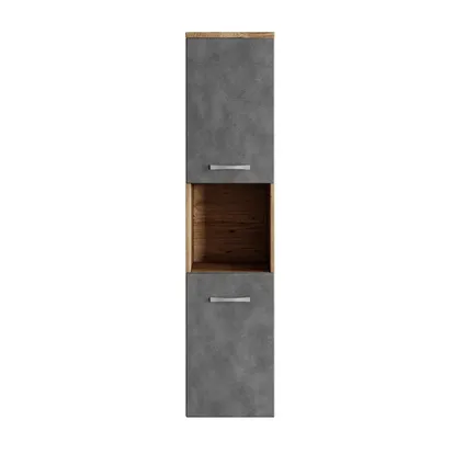 Badplaats Badkamerkast Montreal 30 x 30 x 131 cm - kastanje eiken met donker grijs 3