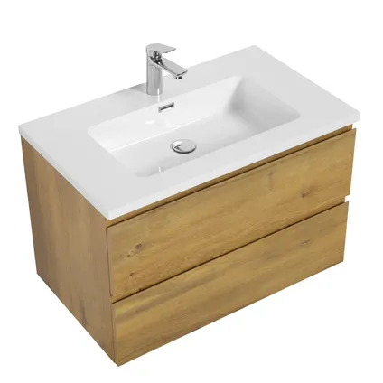Meuble de salle de bain Angela 80 cm lavabo Chene – Armoire de rangement 3