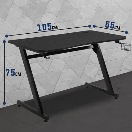Bayt Gaming Bureau - Gaming desk - Computer Tafel - 105 x 55 x 75 cm - Zwart 4