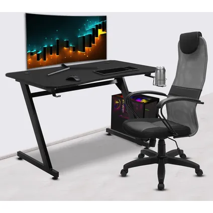 Bayt Gaming Bureau - Gaming desk - Computer Tafel - 105 x 55 x 75 cm - Zwart 7