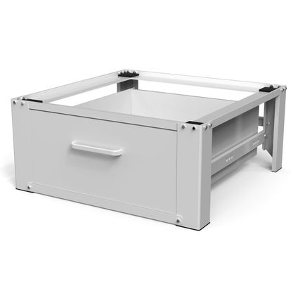 Vonia Rehausseur de machine à laver - avec tiroir - Socle pour machine à laver - 63x54x31 - Blanc