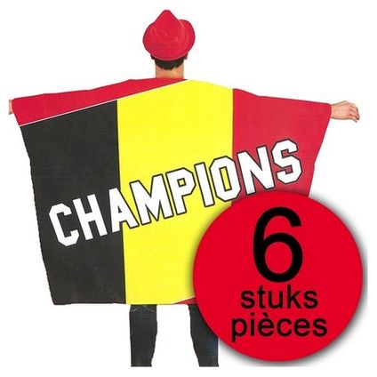 6 pièces Flag Cap Belgium Champions 150x110cm