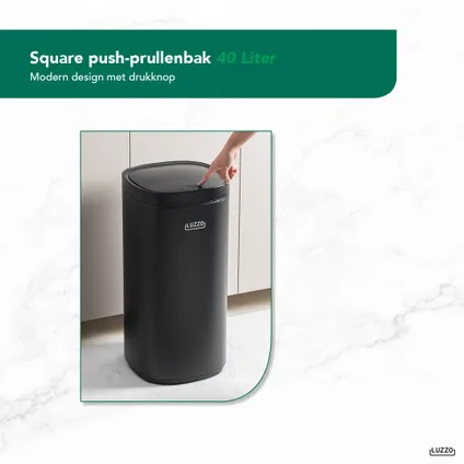 Poubelle Luzzo® Square Touch 40 litres - Noir mat 2