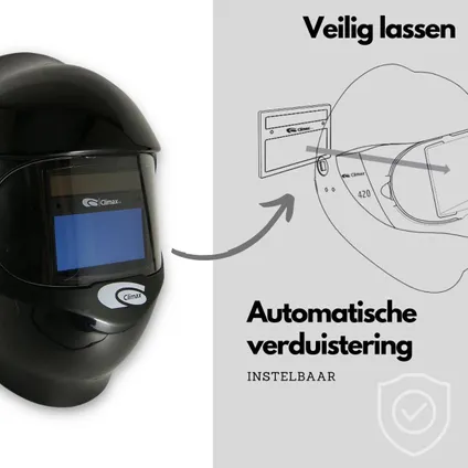 Climax Automatische Lashelm 420 - Inclusief Draaiknop - Zweetband - Lasmasker 4