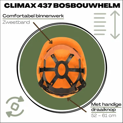 Climax Bosbouwhelm met Oorkappen - Gaasscherm - SNR 27 dB - Verstelbaar 6