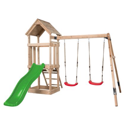 Aire de jeux SwingKing Noa avec toboggan vert pomme 265cmx280x234cm