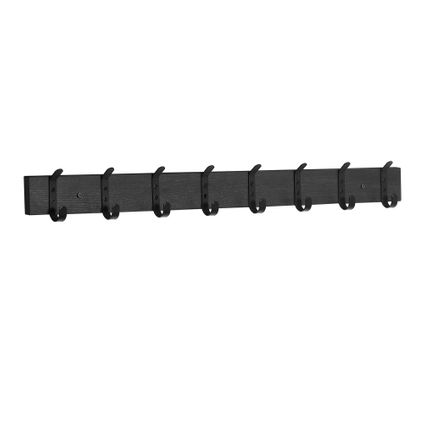ACAZA - Lange Muur Kapstok- met 8 Zwarte Haken - 88 cm Lang - Zwart