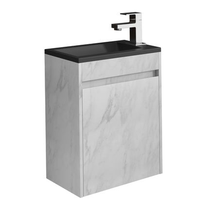 Meuble de salle de bain Sinta 40 x 22 cm Badplaats - Marbre blanc lavabo noir -