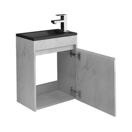 Meuble de salle de bain Sinta 40 x 22 cm Badplaats - Marbre blanc lavabo noir - 2
