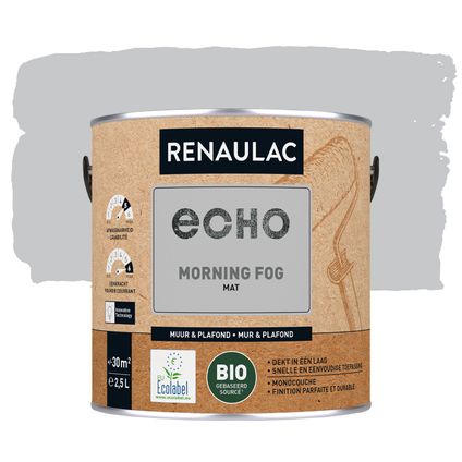 Peinture mur & plafond Renaulac Echo Bio morning fog mat 2,5L