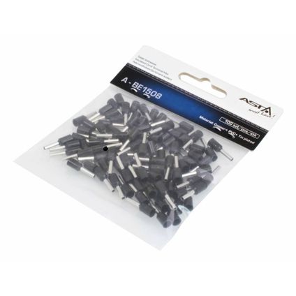 ASTA Adereindhuls set kabelschoen pen zwart 1.5mm² (100st) (A-BE1508)