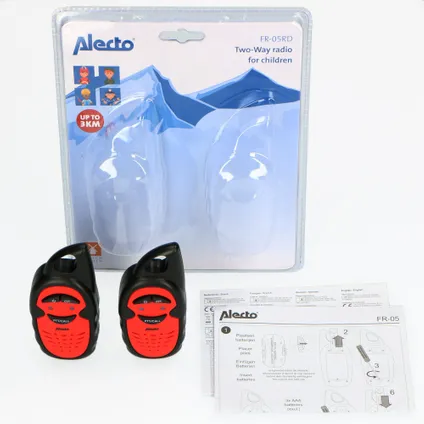 Alecto FR-05RD - Set van twee walkie talkies voor kinderen, tot 3 kilometer bereik, zwart/rood 6