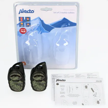 Alecto FR-05CAMO - Set van twee walkie talkies voor kinderen, tot 3 kilometer bereik, camouflage 5