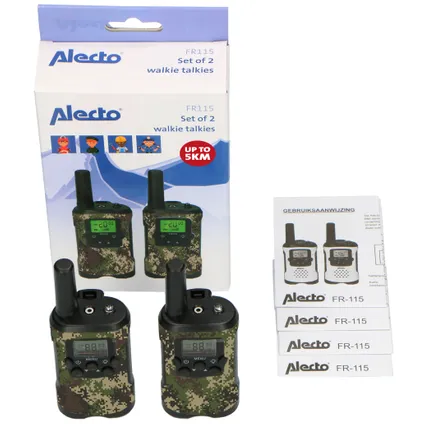Alecto FR115CAMO - Set van twee walkie talkies voor kinderen, tot 7 kilometer bereik, camouflage 10