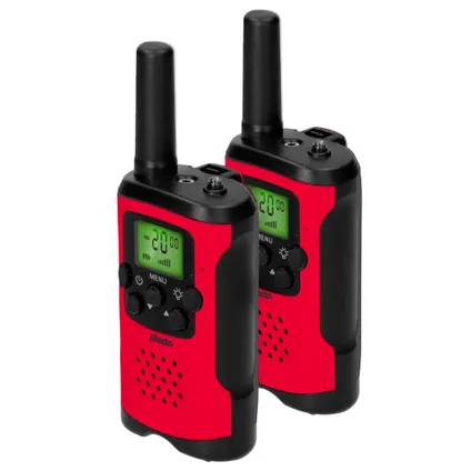Alecto FR115RD - Set van twee walkie talkies voor kinderen, 7 KM bereik, rood/zwart 2