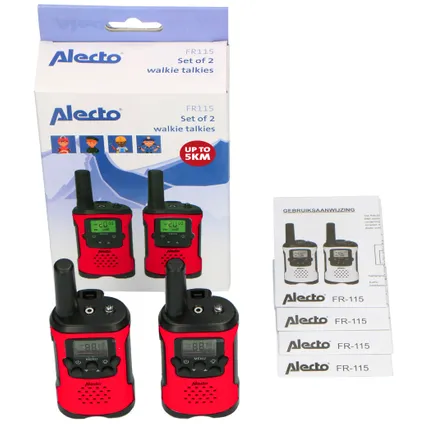 Alecto FR115RD - Set van twee walkie talkies voor kinderen, 7 KM bereik, rood/zwart 9