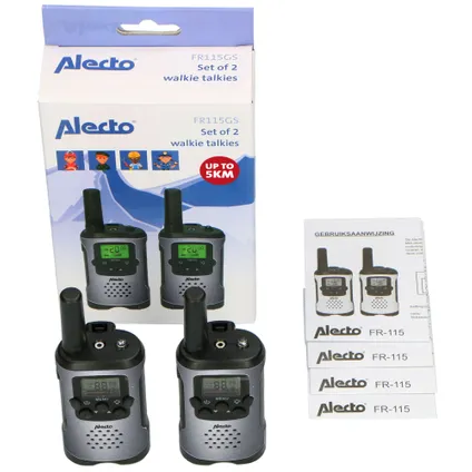 Alecto FR115GS - Set van twee walkie talkies voor kinderen - tot 5 kilometer bereik - grijs/zwart 6