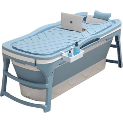 LIFEBATH Opvouwbaar bad Mobiele badkuip Incl. badkussen 143 cm Blauw